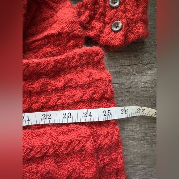 Anthropologie Sparrow Dankov Rust Wool Linen Blend Cable Knit Cardigan Size L‎ - Picture 9 of 9